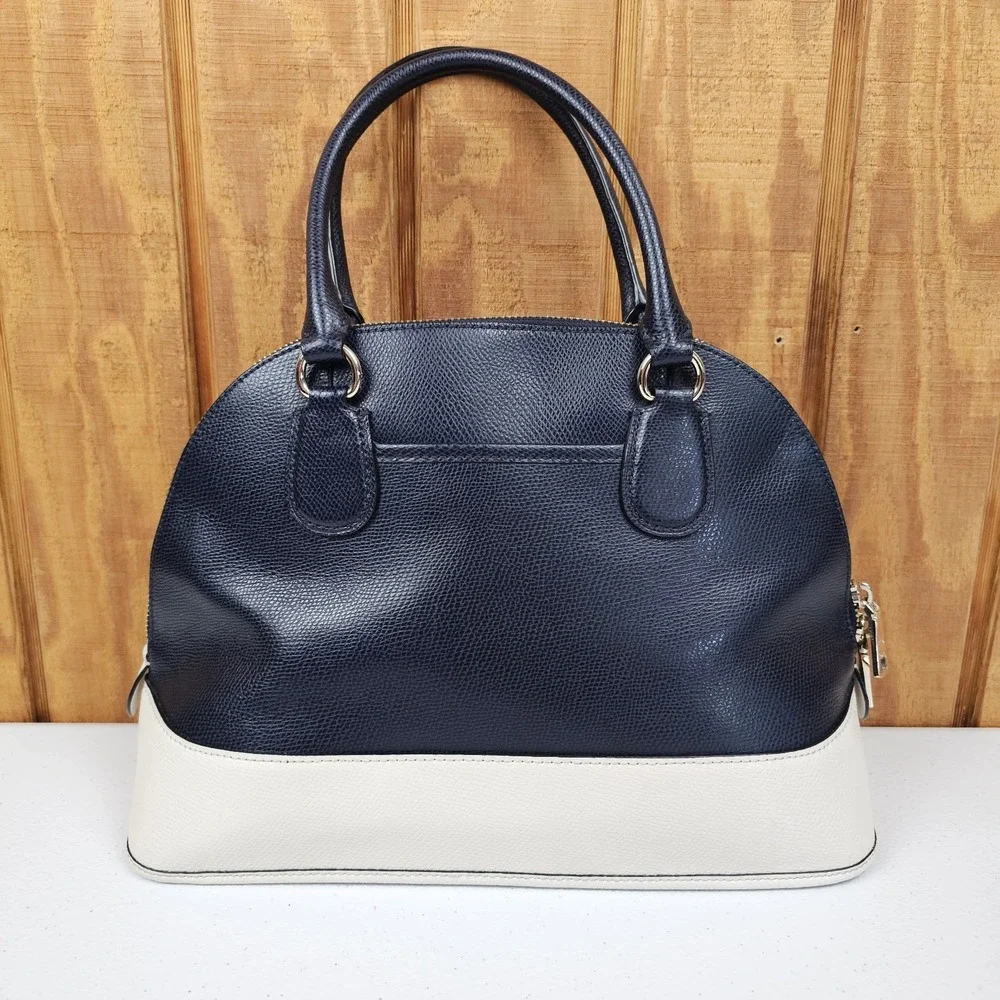 COACH Cora Crossgrain Domed Satchel F34491 Midnight/Chalk + Hang Tag *NO STRAP